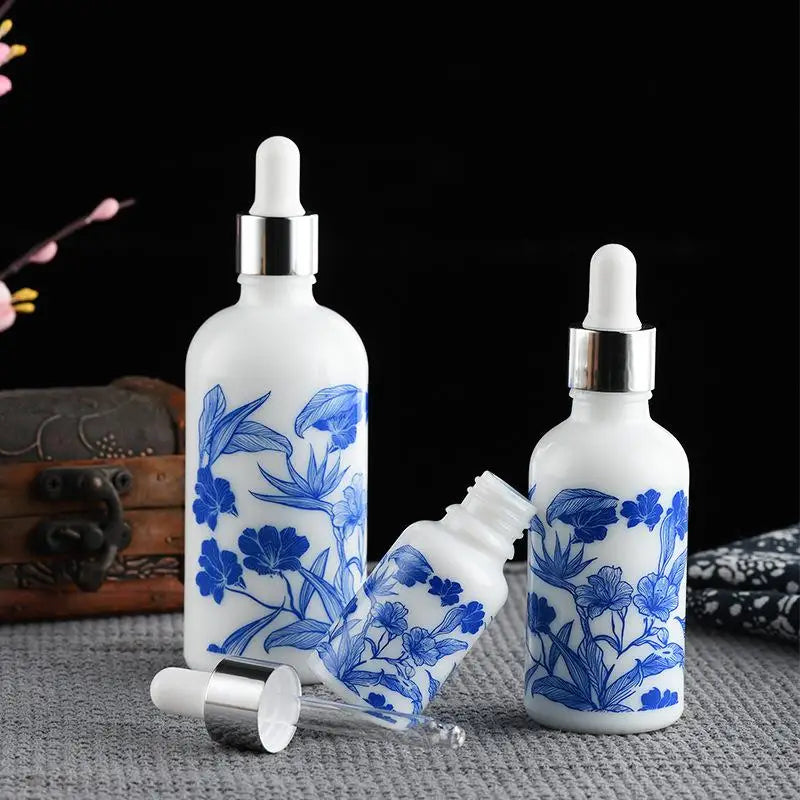 10 15 Ceramic Blue White Porcelain Essential Oil Dropper Bottles Qme