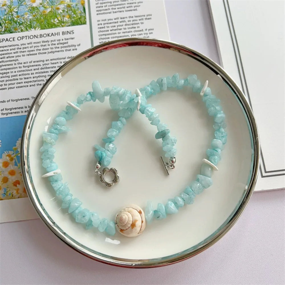 Trendy Shell Conch Necklace Boho Sea Beach Starfish Pendant Pearl Qme style D