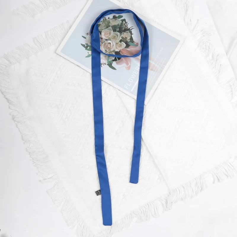 160cm X 2.5cm Long Skinny Brand Bag Scarf for Women Head Handle Silk Scarves Wraps Satin Neck Tie Ribbons Headbands Neckerchief Qme ROYAL BLUE 2.5 -160cm