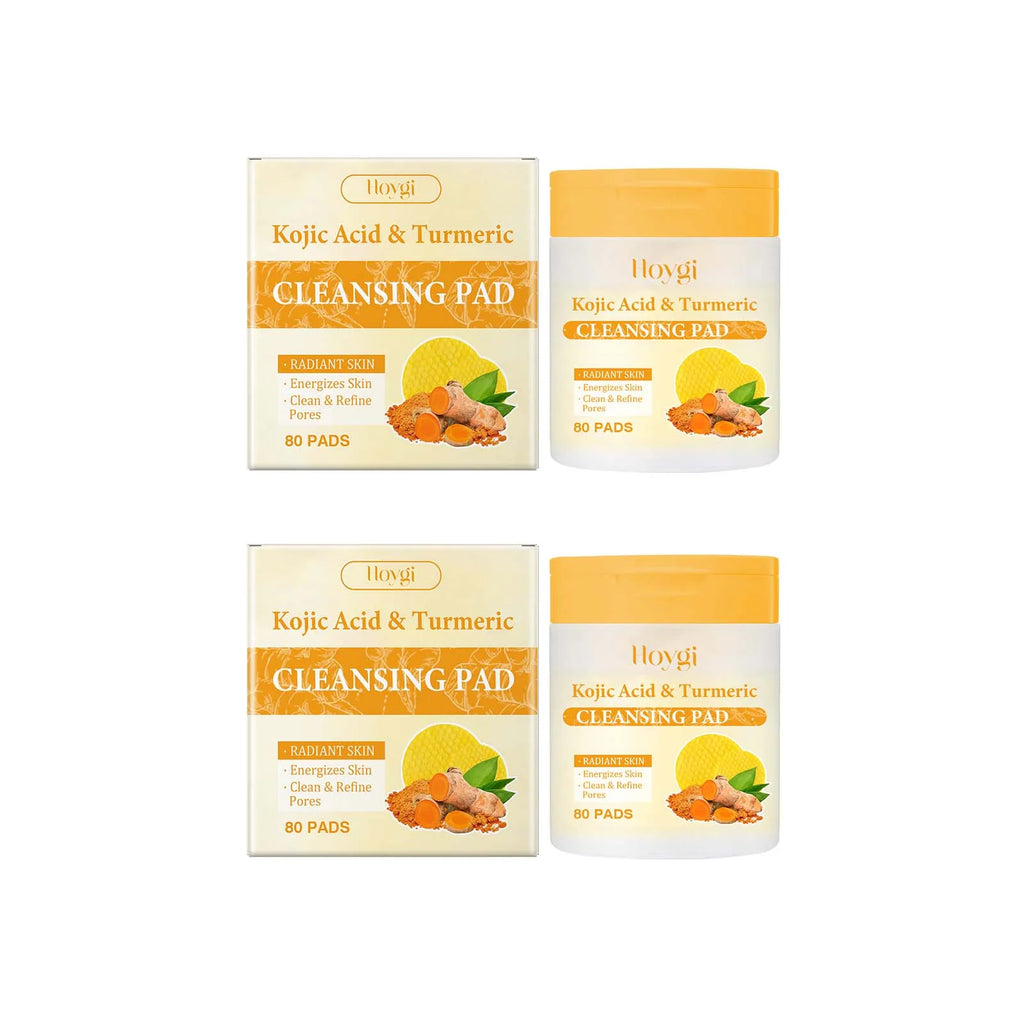 80Pcs Turmeric Kojic Acid Cleansing Pads Cleansing Exfoliating Pads Facial Sponges Refreshing Daily Facial Pore Cleansing Pad Qme 160Pads