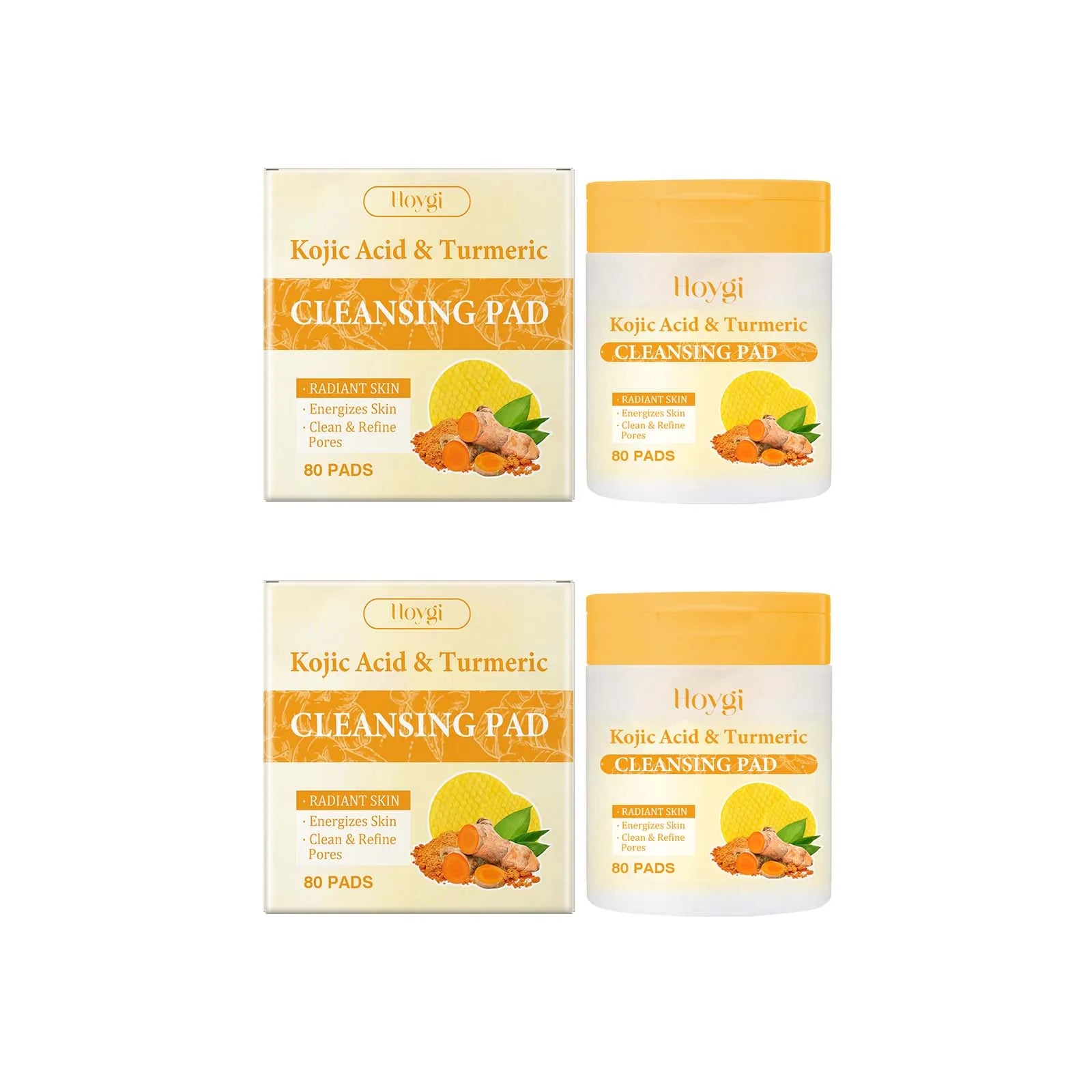 80Pcs Turmeric Kojic Acid Cleansing Pads Cleansing Exfoliating Pads Facial Sponges Refreshing Daily Facial Pore Cleansing Pad Qme 160Pads