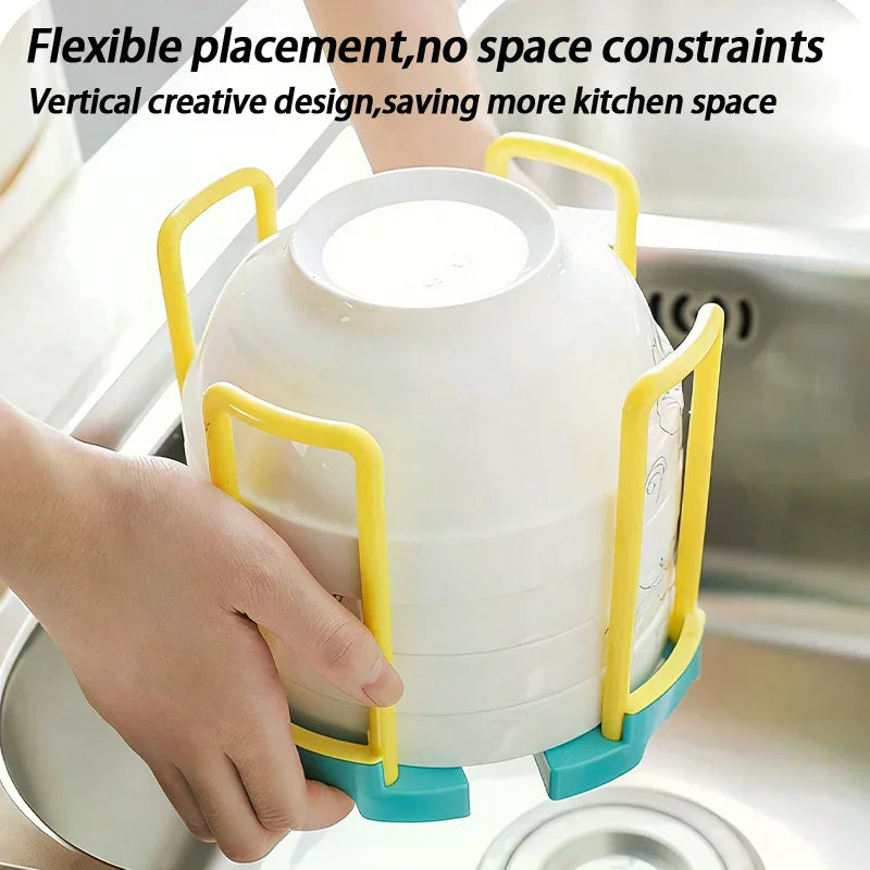 Portable Retractable Bowl Holder Drain Removable Cabinet Dishes Qme