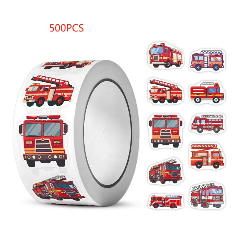Cartoon Art Fire Truck Roll Graffiti Stickers Scrapbooking Living Qme