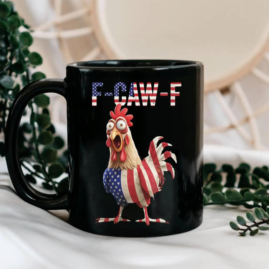 Funny Rooster Coffee Mug Ceramic Cup US Flag Microwave Safe Drinkware Qme