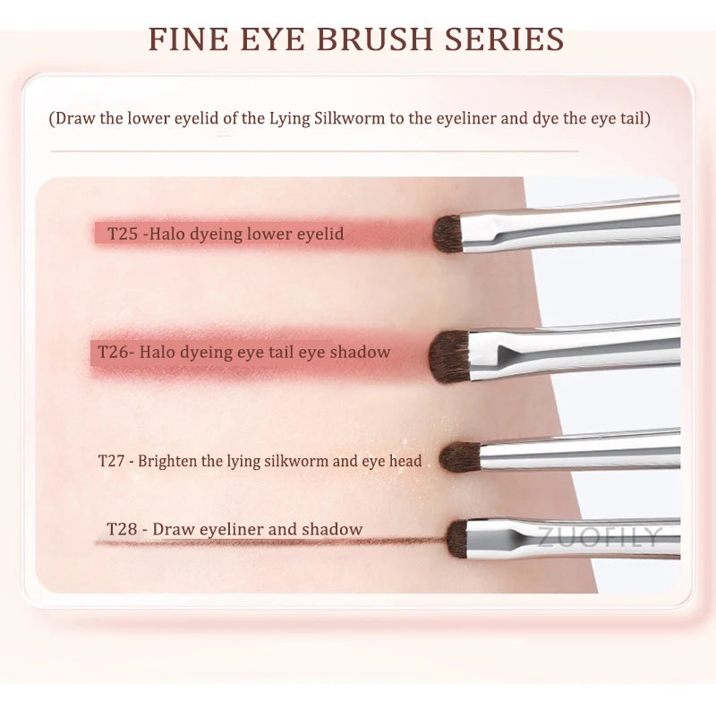 Detail Small Eyeshadow Makeup Brushes Eyebrow Brush Flat Fine Eyeliner Brush Highlights Smudge Silkworm Shadow Brush MakeUp Tool Qme