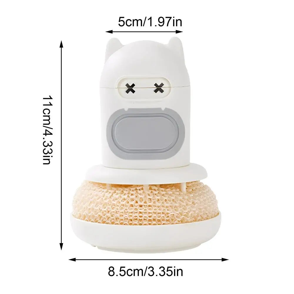 Dish Brush Soap Dispenser Kitchen Press Scrub Sponge Cookware Qme White China Mainland