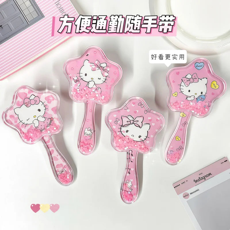 Hello Kitty Transparent Five-Pointed Star Loose Hair Comb Cartoon Cat Air-Cushion Comb Mini Portable Hair Comb Qme