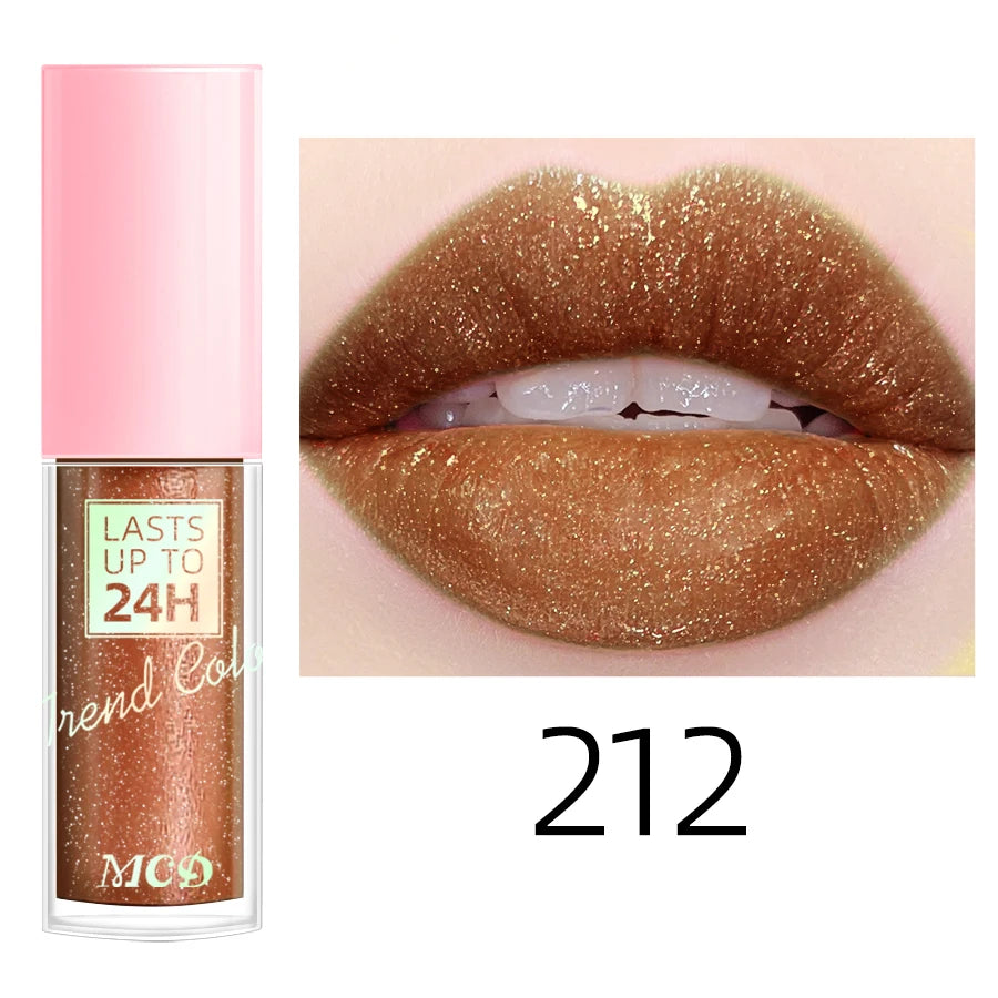 18 Colors Glitter Lip Glaze Long Lasting Gloss Waterproof Liquid Qme 212
