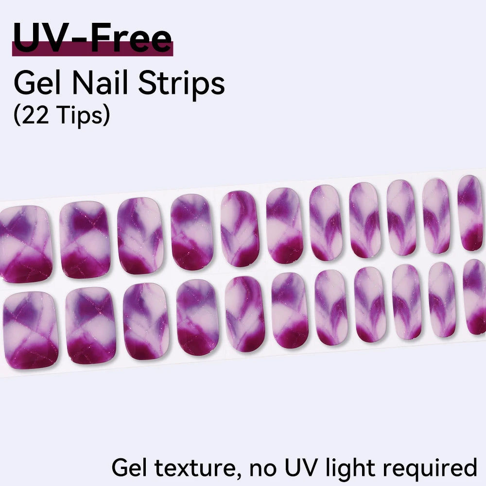 Baking-free 22Tips Nail Stickers Summer Strawberry Polish Sticker Qme BSA-0376
