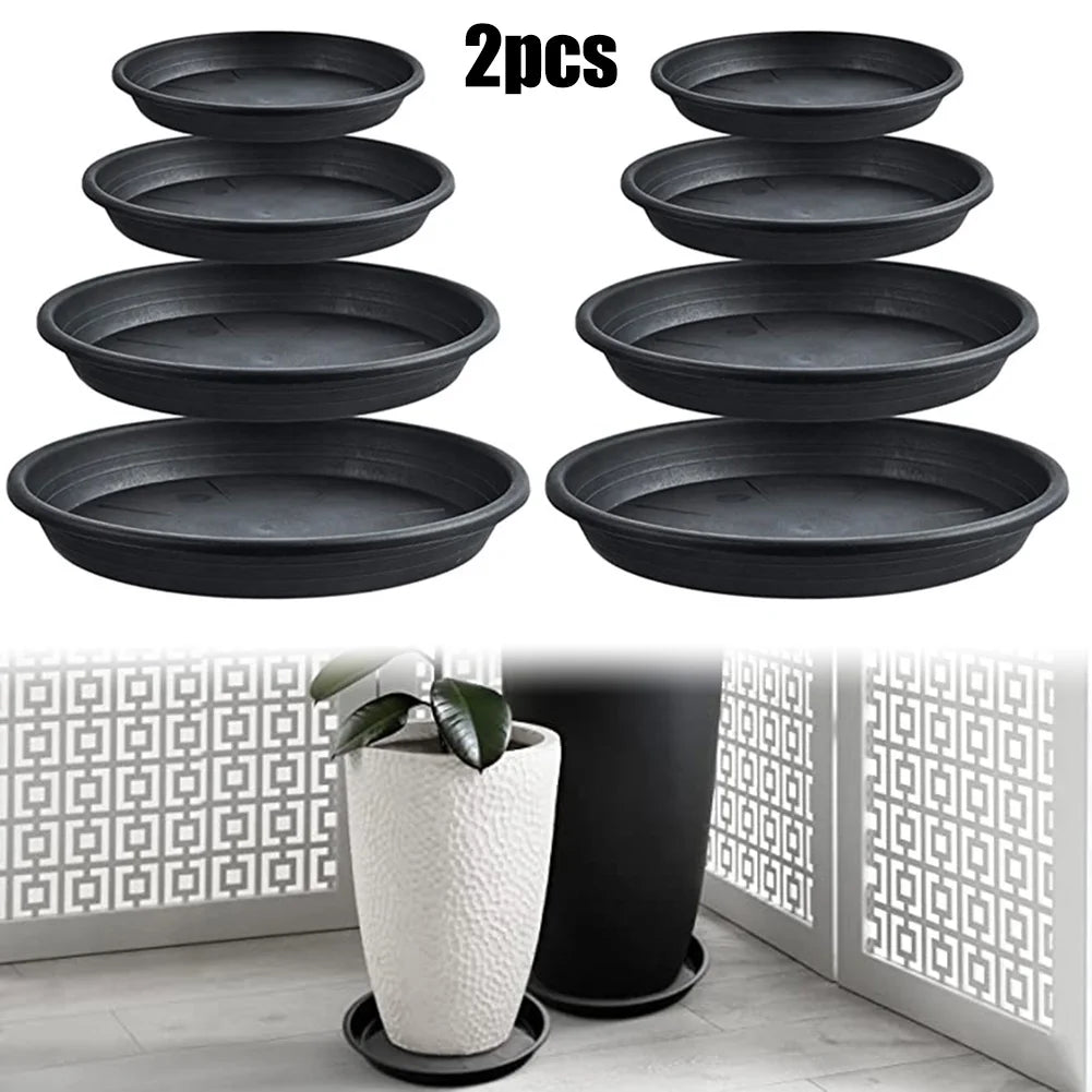 2PCS PP Round Succulent Plant Flower Pot Saucer Gross Trays 4/6/7/8/10 Inches Plant Trays For Home Garden Decoration Black Qme