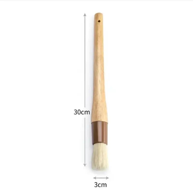 Kitchen Cooking Brushes Barbecue Oil Brush Wooden Handle Bristle Brushes Flat Pastry Baking Brush Qme round