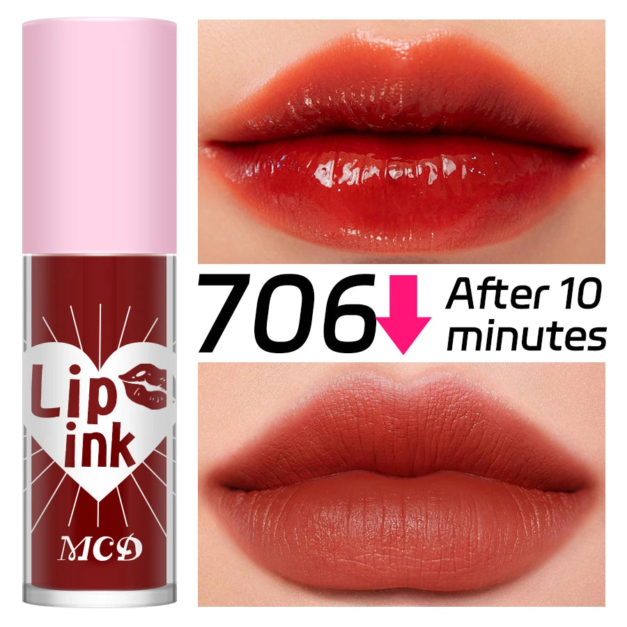 Waterproof Matte Lip Tint Long-lasting Glaze Sexy Plump Glow Oil Qme 706
