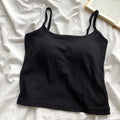 Tank Top Simple Spaghetti Straps Camisole Korean Style Cotton Slim Crop Top Solid Color Bottoming Shirt Sling Vest Women Qme Black One Size