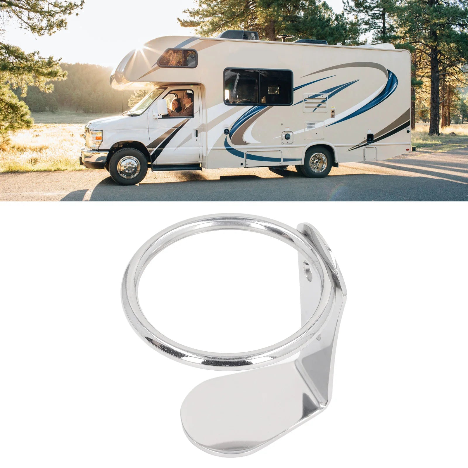 Boat Drink Holder Stainless Steel Rustproof Wall Mount Single Boat Drink Mug Holder for RV Yacht Ringlike Boat Cup Holder Qme