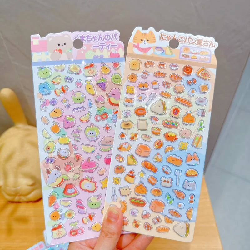 4PCS Japanese Cute Animal Candy Glass 3D Crystal Sticker, Reward Sticker for DIY Scrapbook Phone Case Notebook Decoration Qme