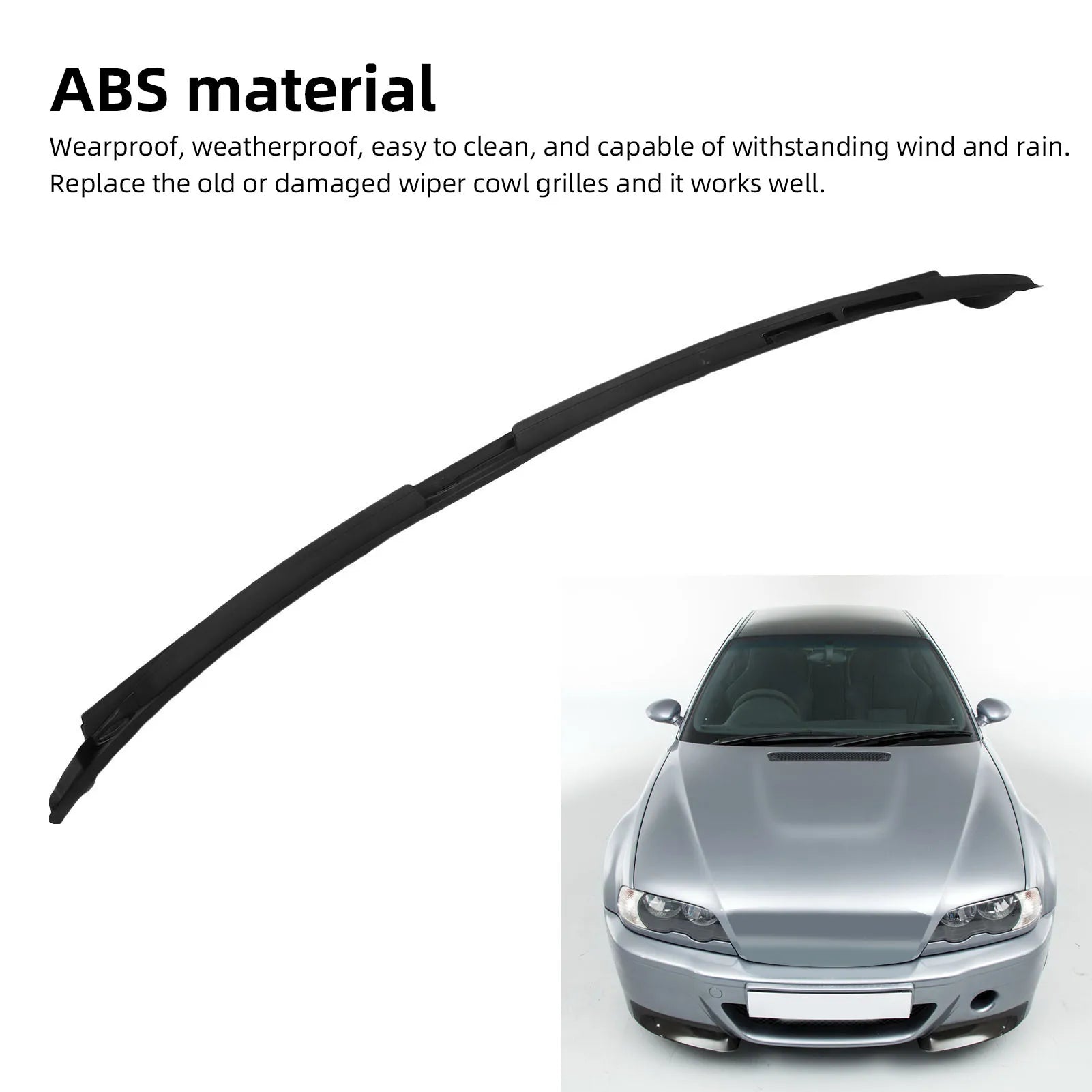 Car Windshield Wiper Grille Cover 51718208483 ABS Wiper Cowl Vent Grille Cover Replacement for BMW 3 Series E46 1997-2006 Qme
