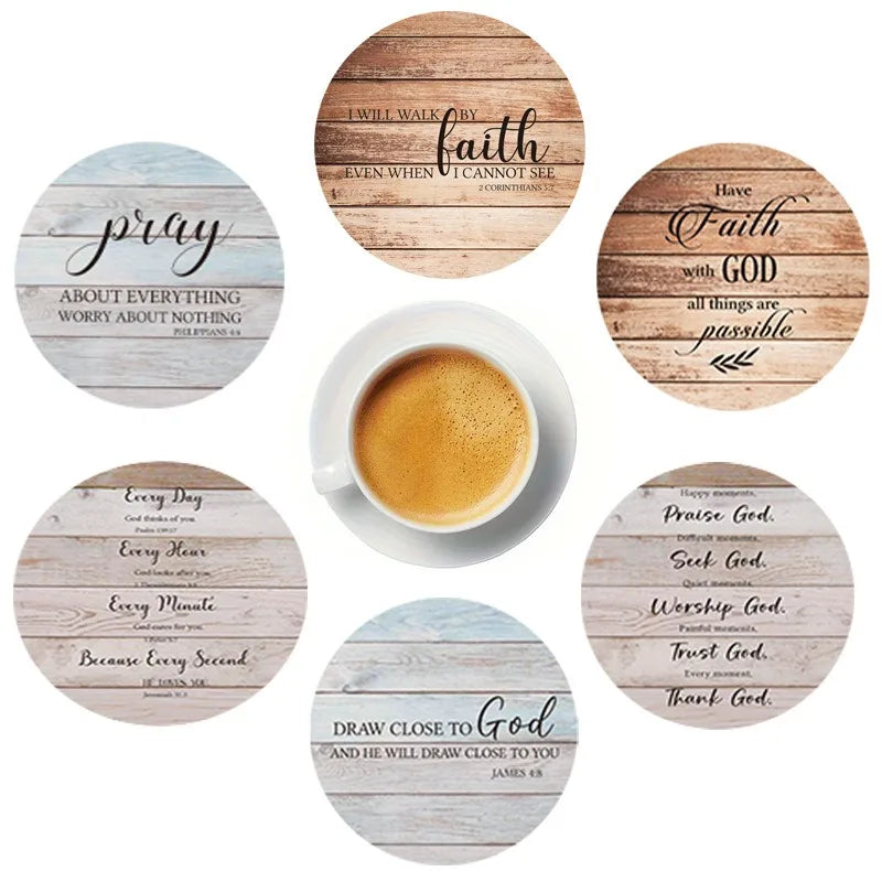 Ceramic Coasters Bible Verses 6 Absorbent Christian Drink Gifts Home Qme