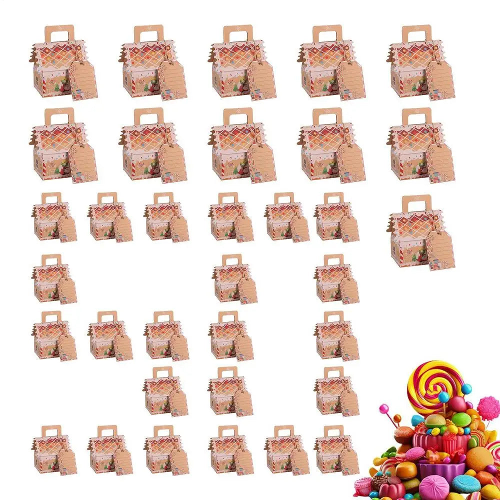 Christmas Candy Boxes 50 Pieces House Shape Dessert Container Holiday Bakery Box For Candy Chocolate Party Supplies Holiday Qme A China Mainland Others
