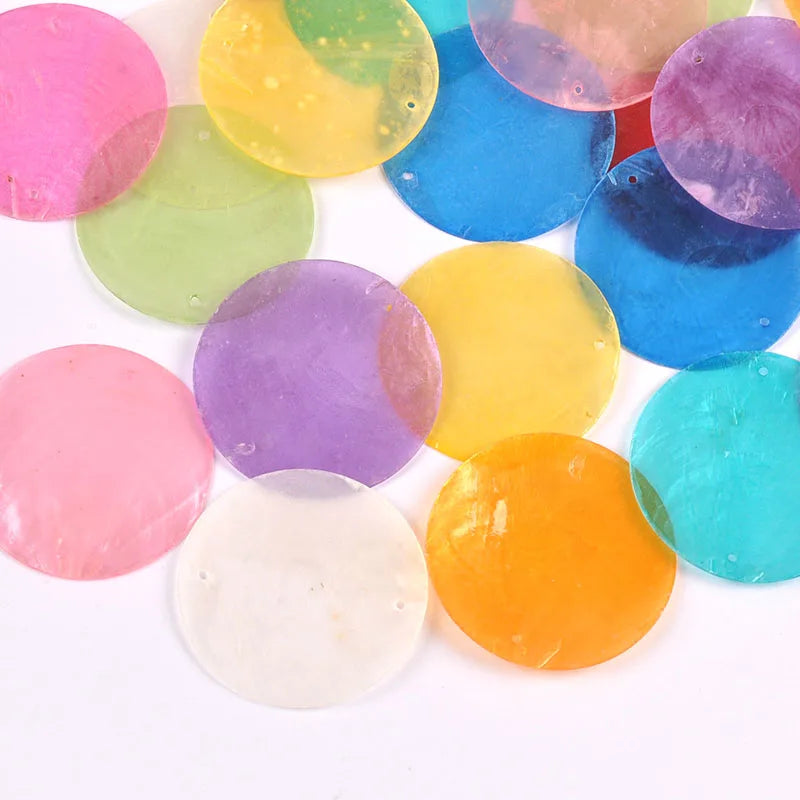 5/10pcs Colorful Round 2 Hole Shells Pendant Hanger DIY Jewelry Making Necklace Charms Gift Decoration Handmade Accessoires 50mm Qme