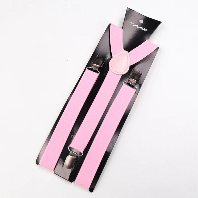 30 Colors Vintage Suspenders Men Women Adult Y Back Adjustable Straps Qme Pink