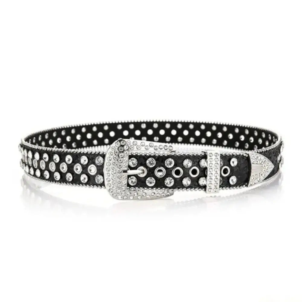 Simple PU Leather Rhinestone Belts Spicy Girl Blingbling Rivet Belt Qme