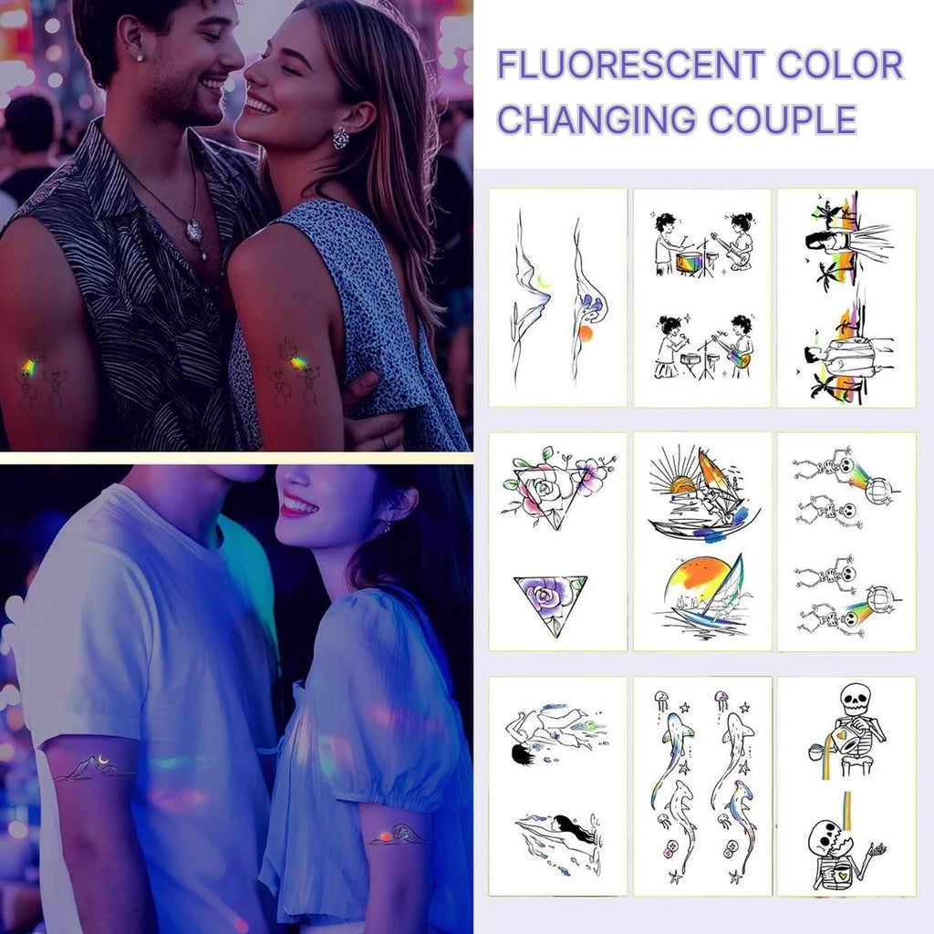 4/6 A Sheets Luminous Temporary Tattoos Bulk Rainbow LGBT Pride Face Body Stickers for Women Men Glow in The Dark Party Supplies Qme