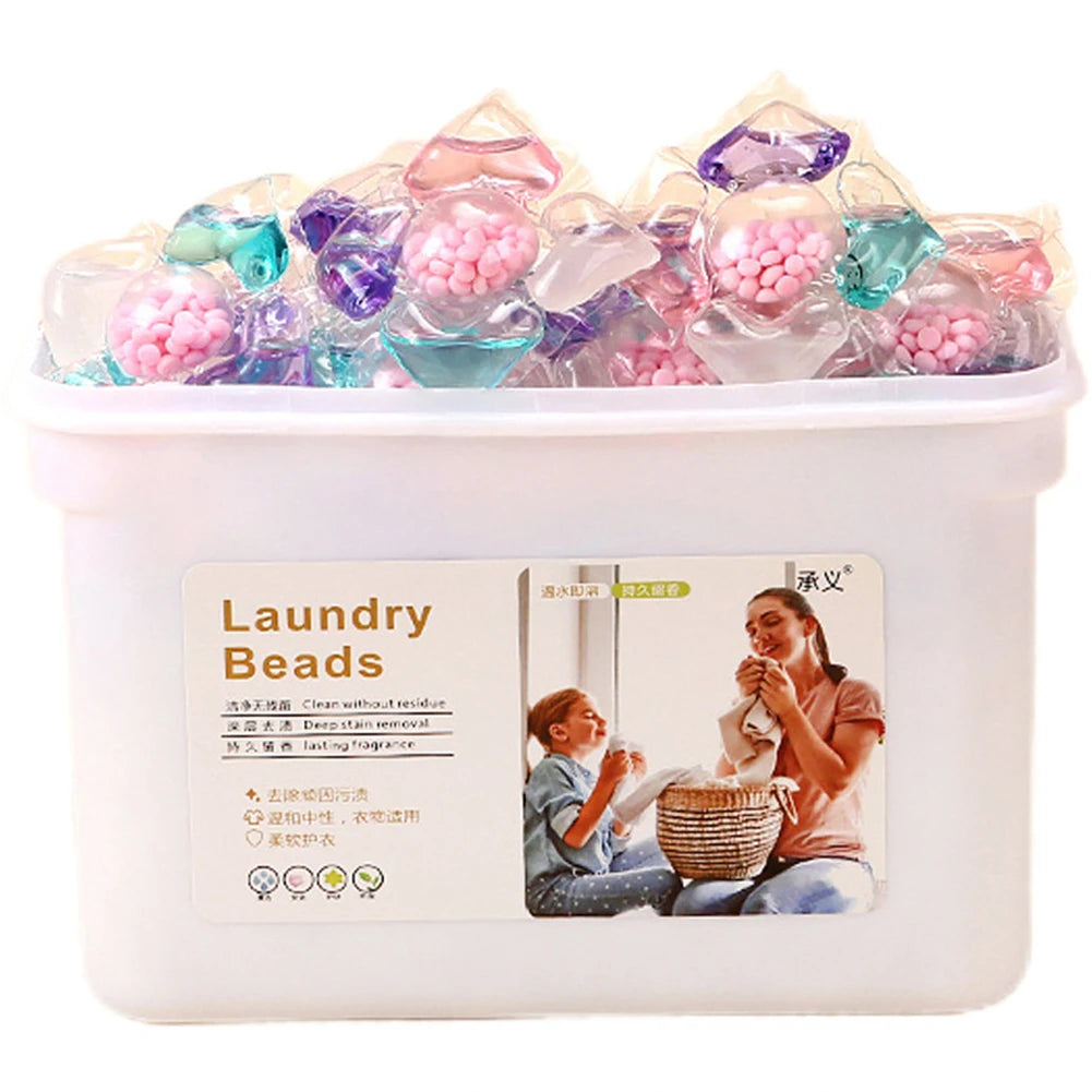 50Pcs Laundry Detergent Soap Box 5 in 1 Multi-purpose Strong Detergent Laundry Aroma Liquid Capsule Ball for Home Dormitory Qme Fresh