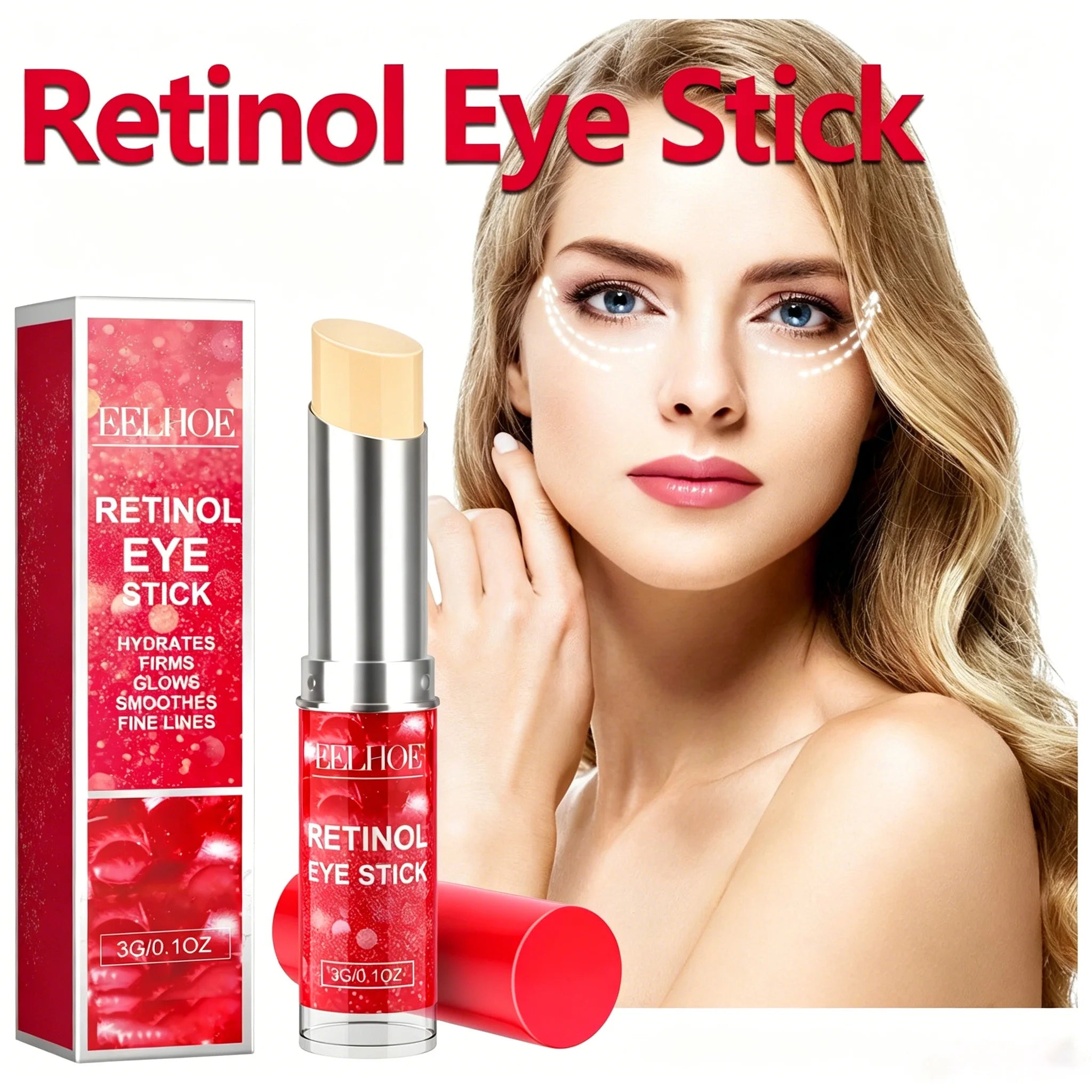 Retinol Eye Stick Anti-Wrinkle Lifting Firming Eye Cream Stick for Dark Circles & Fine Lines Moisturizing Brightening Skin Care Qme