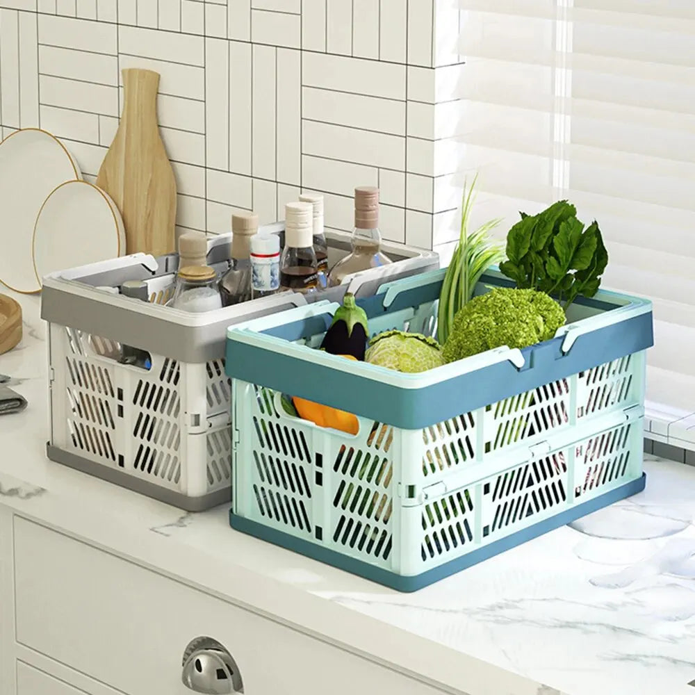 1pc Folding Portable Fruit And Vegetable Storage Basket Sundry Arrangement Thickened Plastic Picnic Basket Qme
