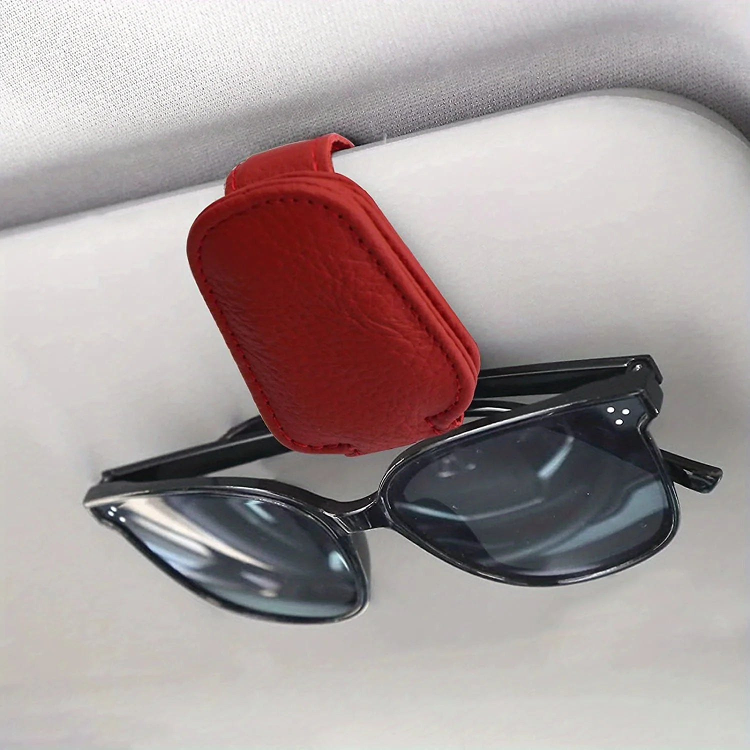 4pcs Sunglasses Holders For Car, Magnetic Genuine Leather Sunglasses Clip For Car Visor, Car Interior Visor Accessories Qme