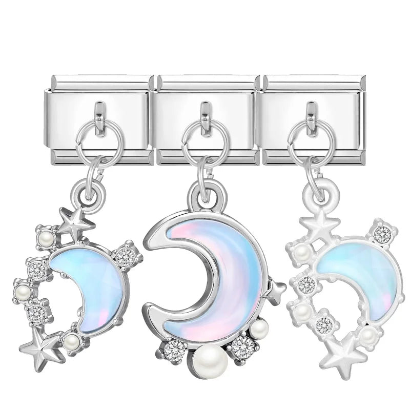 2026 Beautiful Blue Moon Heart Starfish Italian Charms Link Modular