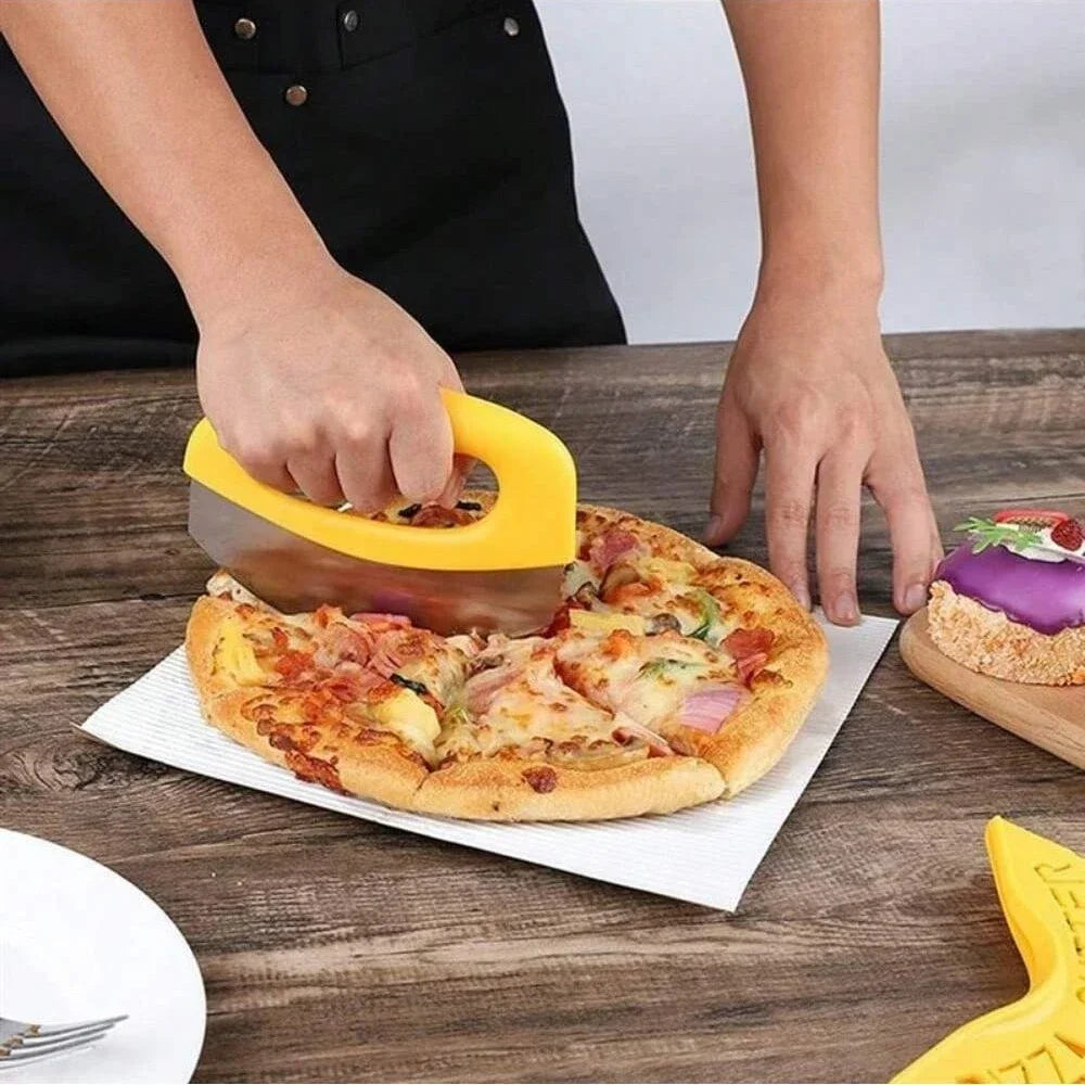 Pizza Cutter with Cover Stainless Steel Pizza Slicing Food Chopper Herb Cheese Knife Cutter Ring for Precise Baking Tools Qme