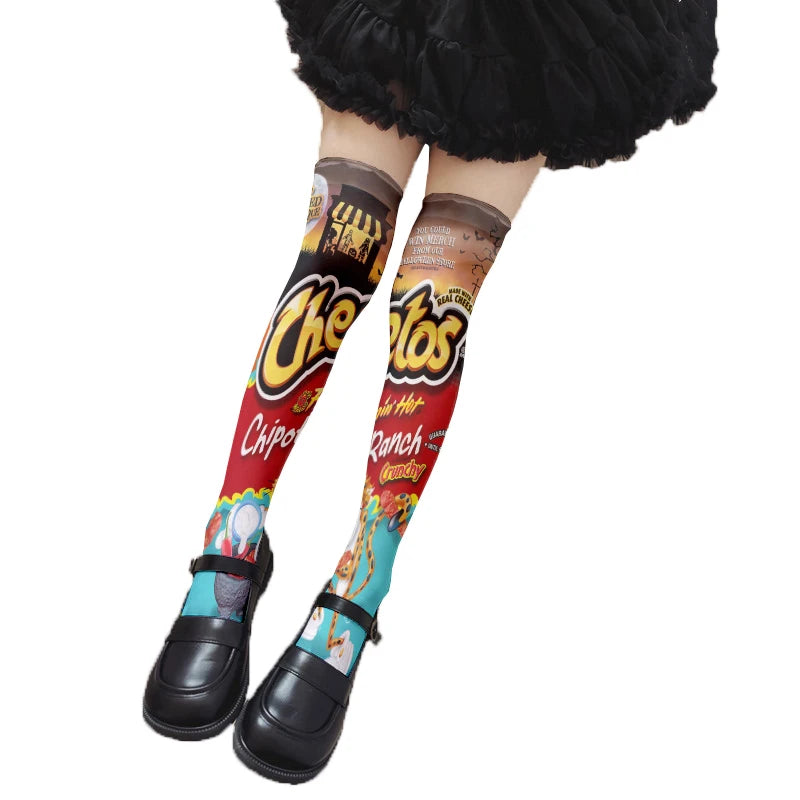Fun Snacks Food Women's Stockings Skateboard Teen Harajuku Fashion Qme style8 One Size