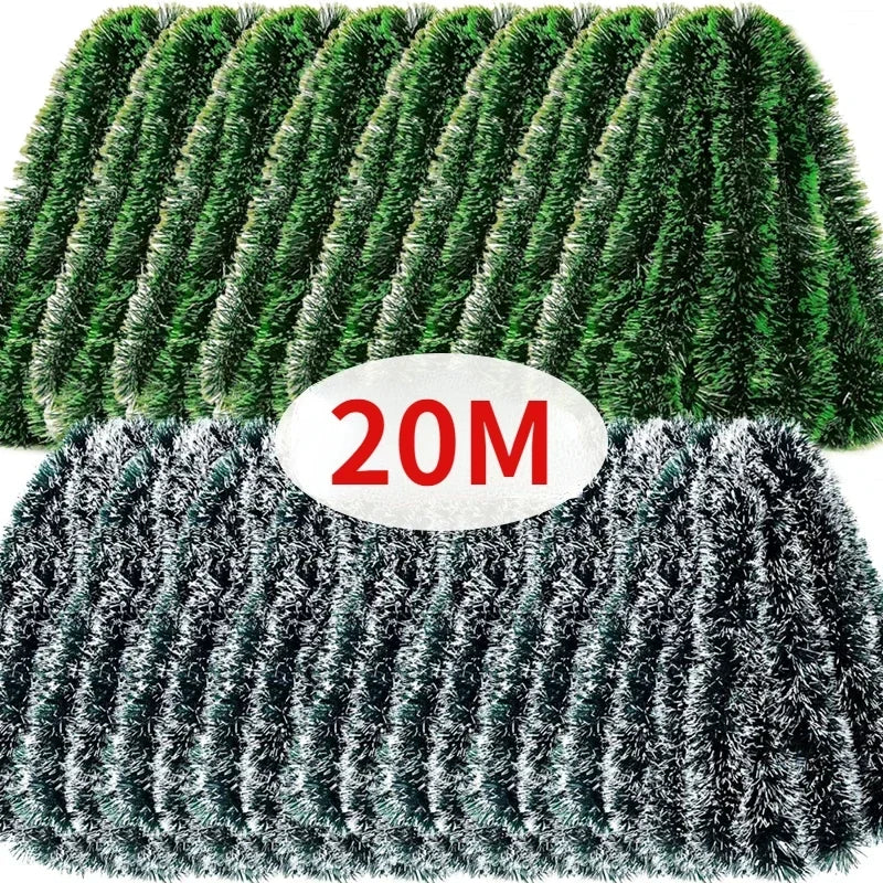 Christmas Tinsel Ribbons Garland Green Cane Wreath Xmas Tree Hanging Pendent Ornaments Wedding Party Supplies Home Decor Qme