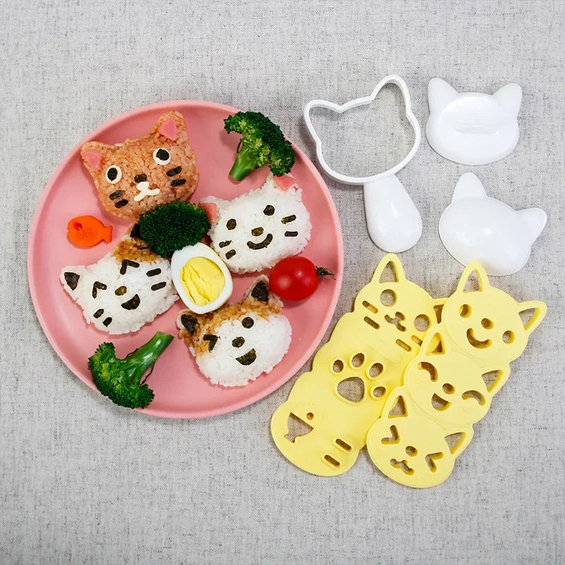 Silicone Rice Ball Mold Cute Cat Bunny Bento Maker Japanese Sushi Nori Rice Mold DIY Kitchen Cooking Tools Gadget Set Qme