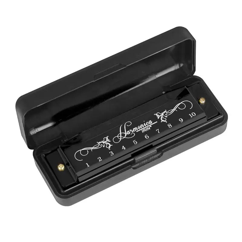 10 Hole 20 Tone Harmonica Woodwind Instrument Red Silver Black ABS Qme Black