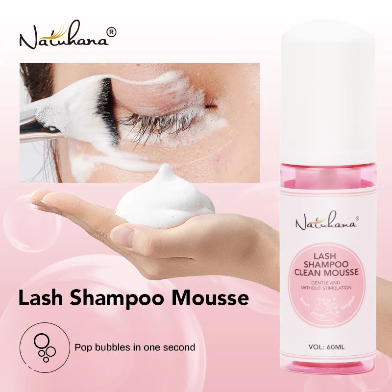 NATUAHANA Lash Shampoo Foaming Cleanser Gentle Eyelash Extension Wash Qme