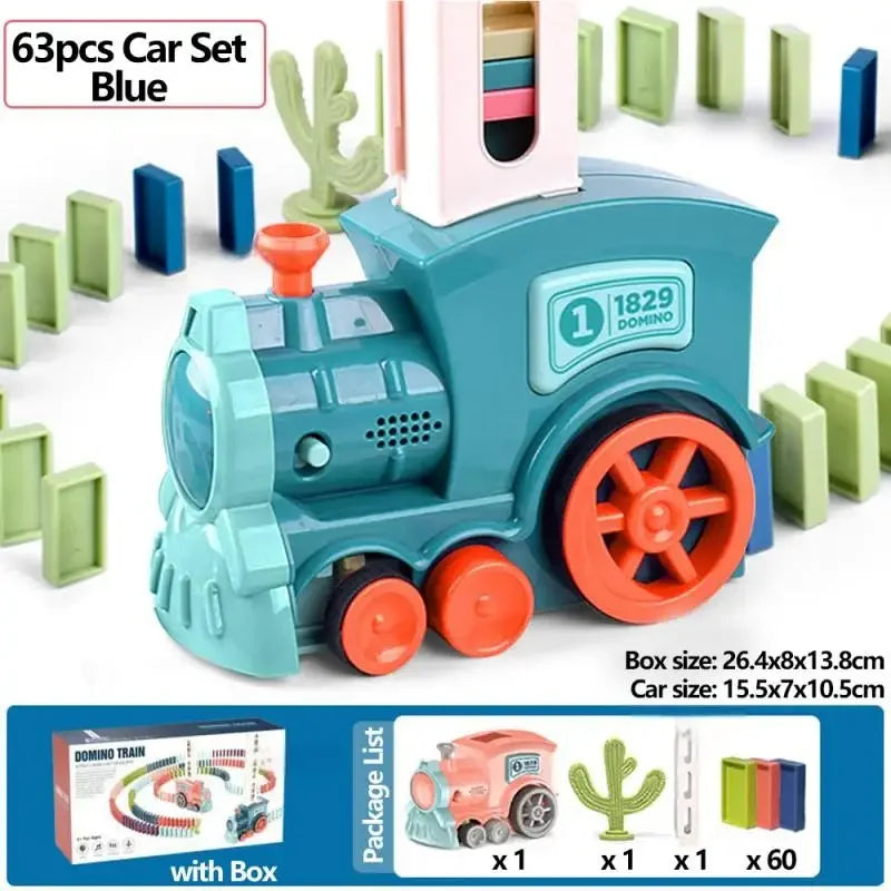 Domino Train for Kid Automatic Electric Laying Car Colorful Dominoes Set Educational Toys Blocks Birthday Gifts Boy Girls Child Qme