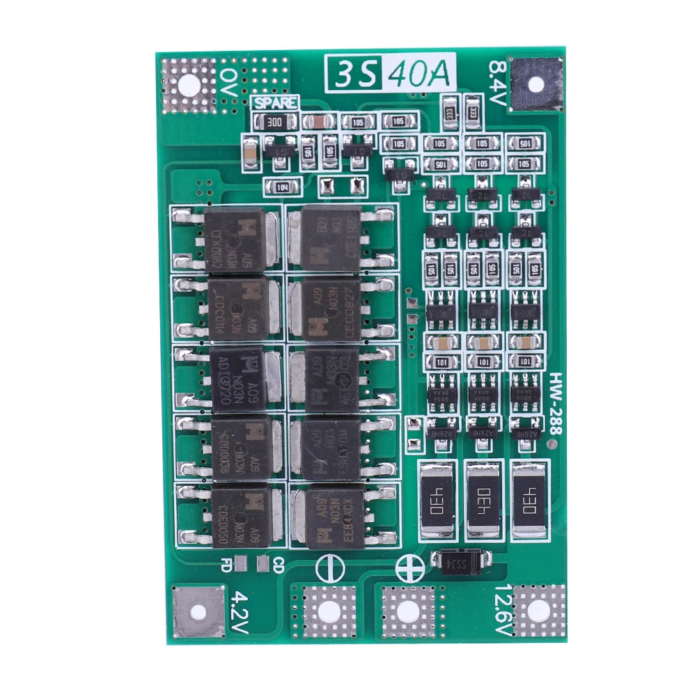 2S 3S 4S 20A 40A 60A Li-ion Lithium Battery Charger Protection Board 18650 BMS Drill Motor 11.1V 12V/14V 16.8V Enhance/Balance Qme 3S 40A Balance