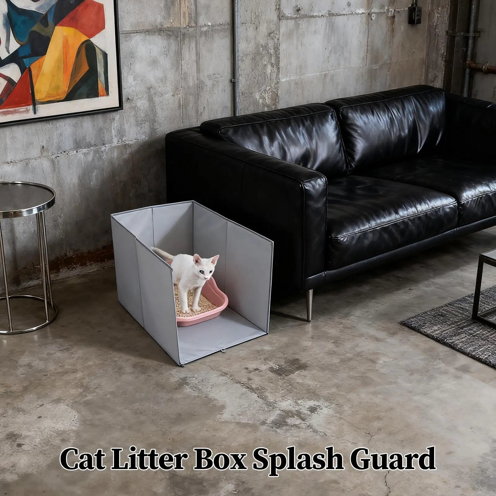 Litter Box Enclosure High Sided Litter Box Splash Guard For Cat Anti-Leakage Foldable Protector For Hygiene Messes Prevention Qme