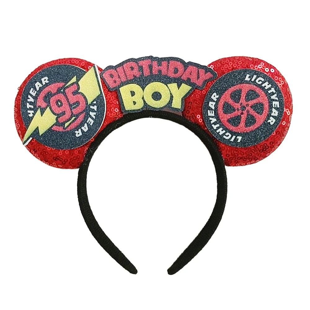 Anime Cars Hair Accessories Pixar 95 Lightning McQueen Mickey Mouse Ear Headband for Girls Kids Women Sequin Bow Hairband Qme Headband 7