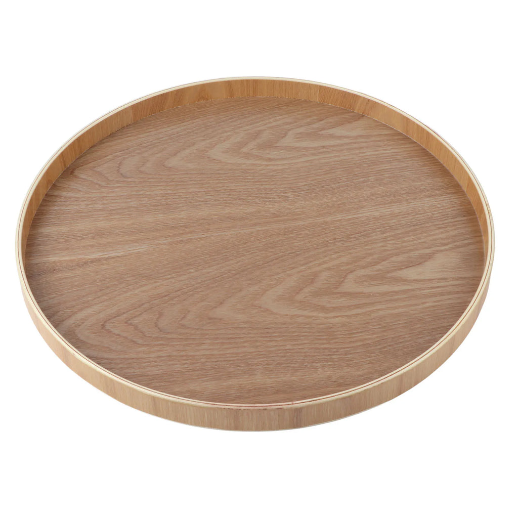 Round Solid Wood Serving Tray 37.5cm Wooden Tea Coffee Snack Food Tray for Restaurant Cafe Home Kitchen Tableware Qme Wooden Color