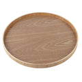 Round Solid Wood Serving Tray 37.5cm Wooden Tea Coffee Snack Food Tray for Restaurant Cafe Home Kitchen Tableware Qme Wooden Color