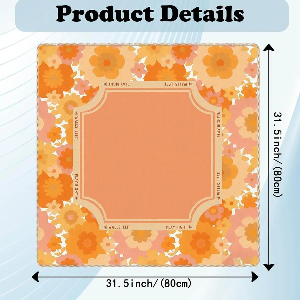 Mah Jongg Mat Vintage Non-slip Tropical Plants 80x80cm Portable Qme