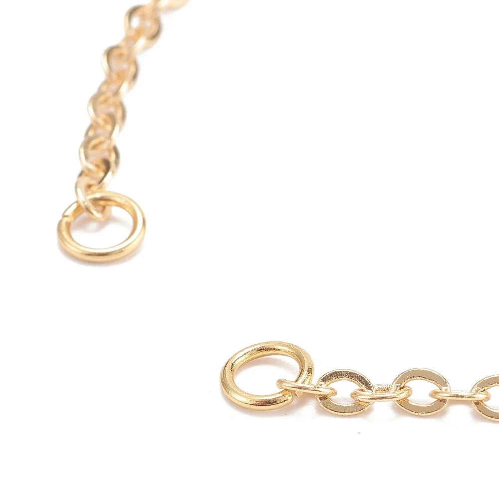 PandaHall 25PCS Brass Cable Chain Bracelet Makings with Jump Rings & Lobster Clasps, Gold 6-3/8 inch(16.3cm) for DIY Jewelry Qme
