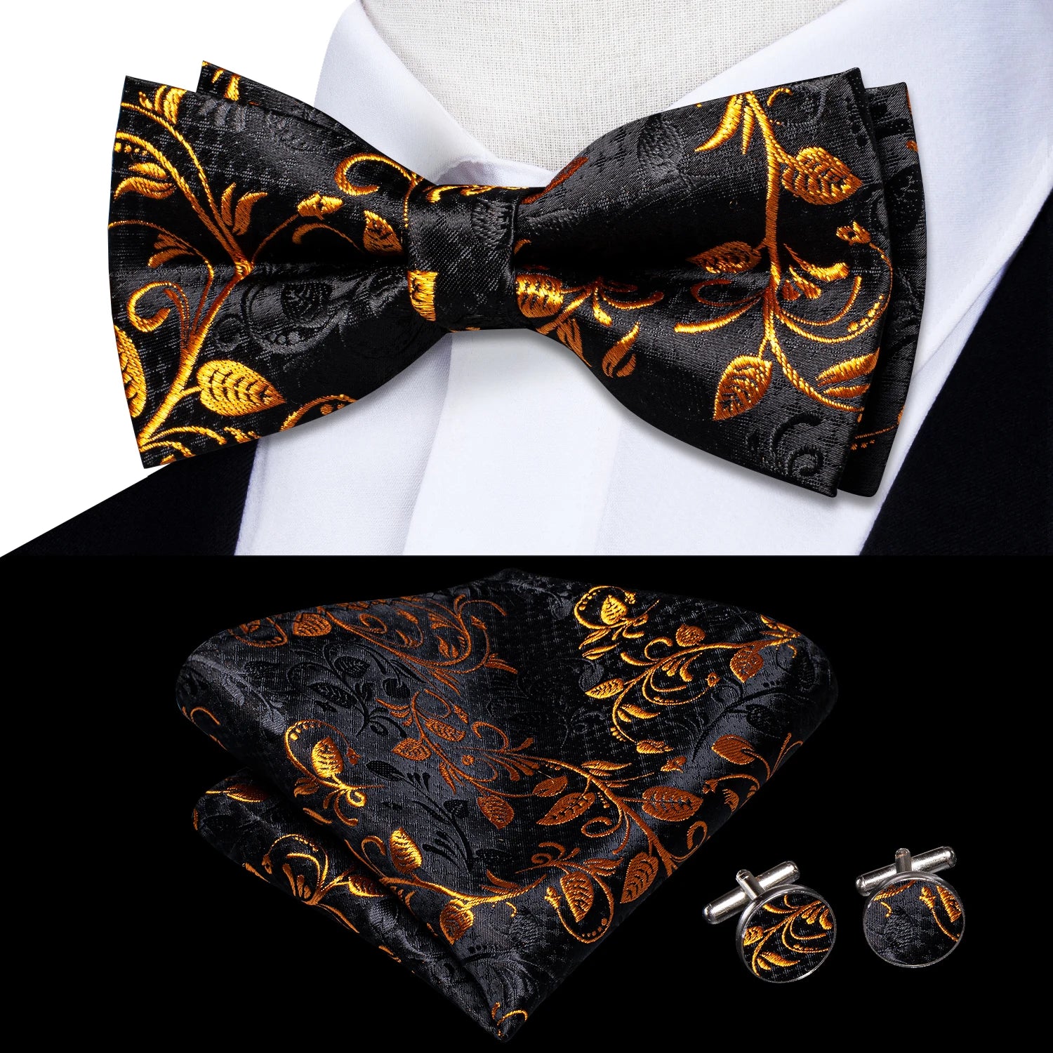 Hi-tie Classic Bow Ties Men Silk Butterfly Pre-tied Male Bowtie