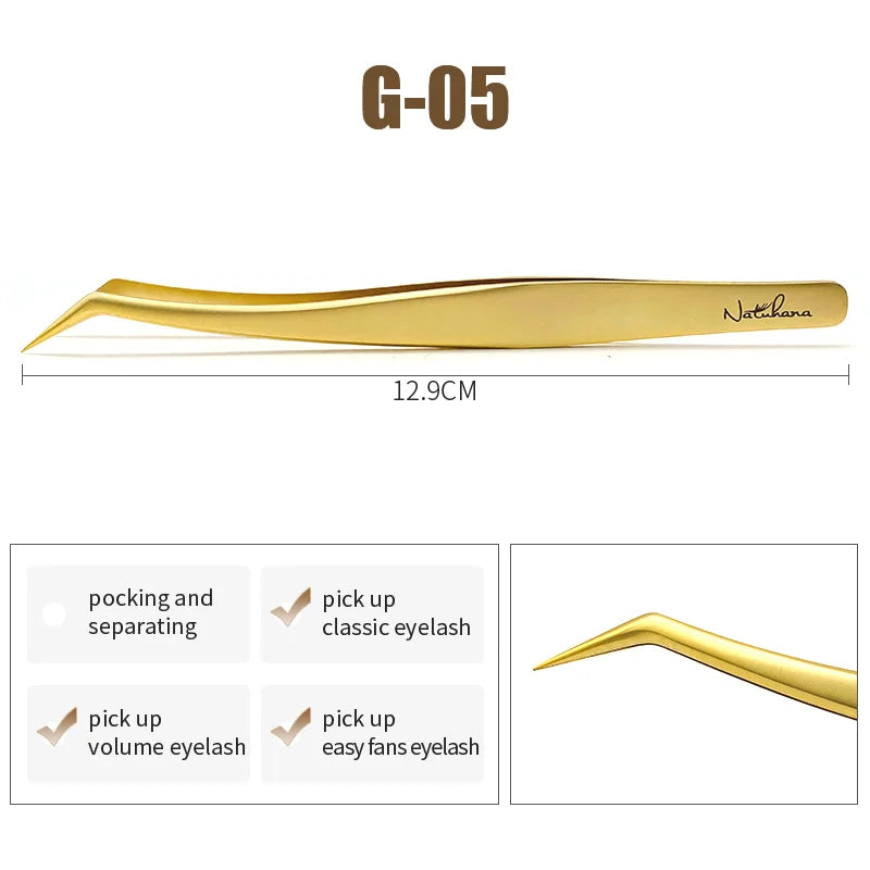 NATUHANA Professional 3D Tweezers Stainless Steel Volume Eyebrow Qme G-05