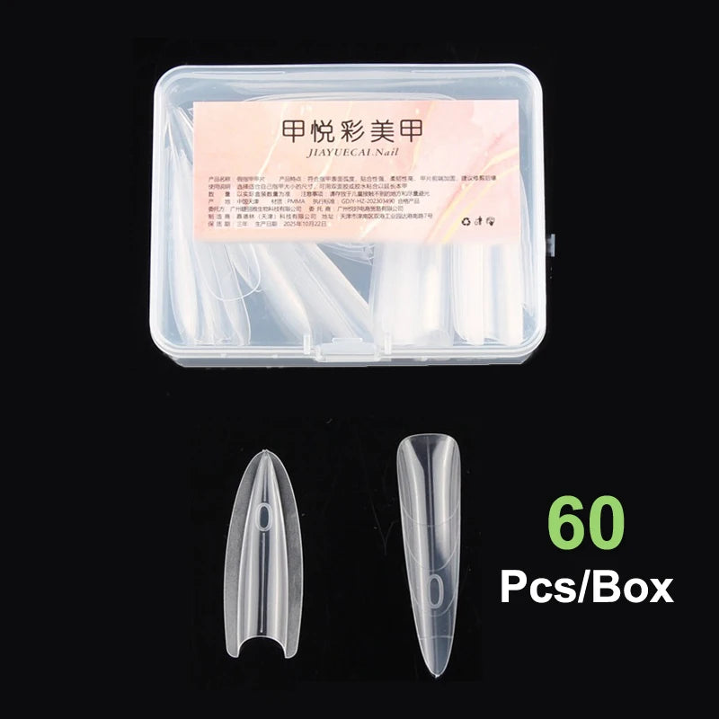 Sandwich Dual Nail Forms Quick Extensions-dual T-shaped Ellipse Qme Long pointed Pink