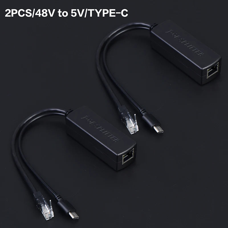 DC48V 5V Micro USB POE Splitter Connectors Adapter Cable IP Camera Qme A1 2PCS