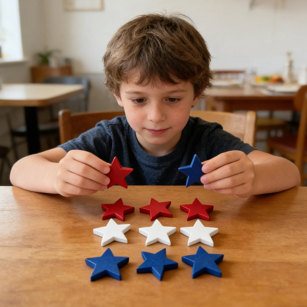 Wooden Multi-sized Star Decorations American Independence Day Themed Holiday Party Decorative Props Tray Layout Ornaments Qme